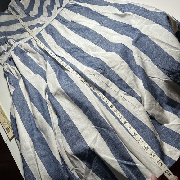 Ashley Stewart Maxi Dress Women’s Size 22 Striped Blue & White Pockets Zipper - Picture 13 of 15